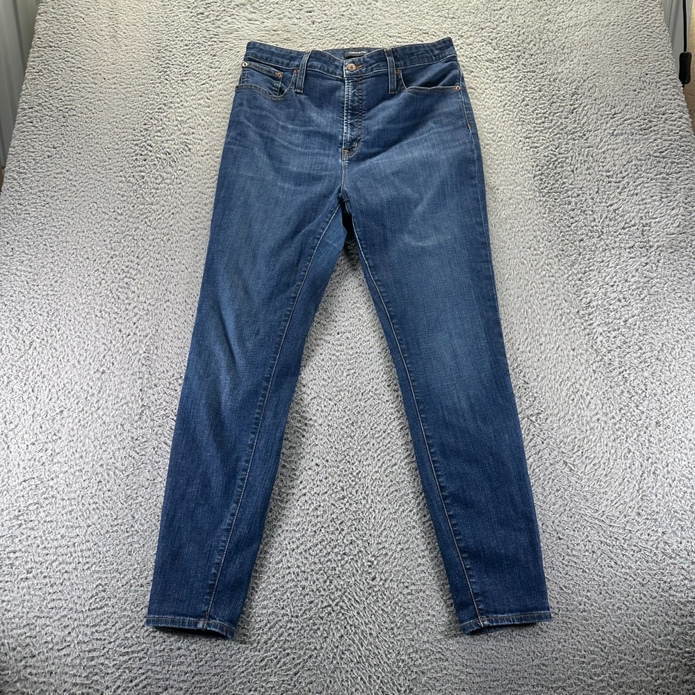 J.Crew Toothpick Jeans Womens 32x30 Blue Cotton Denim Skinny Curvy Faded Stretch